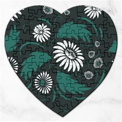 Folk Flowers Pattern Jigsaw Puzzle (heart) by Eskimos