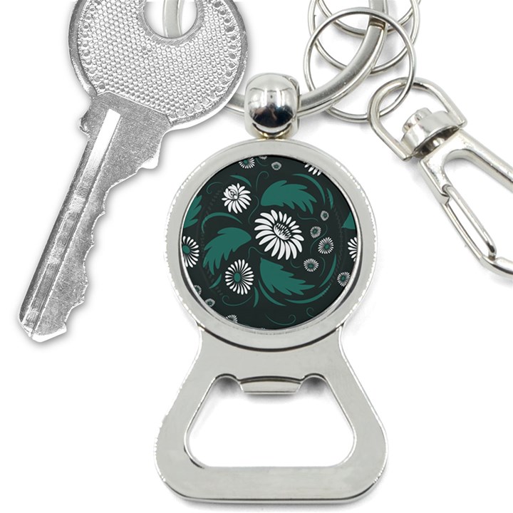 Folk flowers pattern Bottle Opener Key Chain