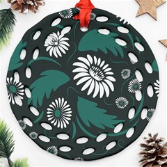 Folk Flowers Pattern Round Filigree Ornament (two Sides) by Eskimos