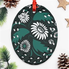 Folk Flowers Pattern Oval Filigree Ornament (two Sides) by Eskimos