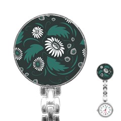 Folk Flowers Pattern Stainless Steel Nurses Watch by Eskimos