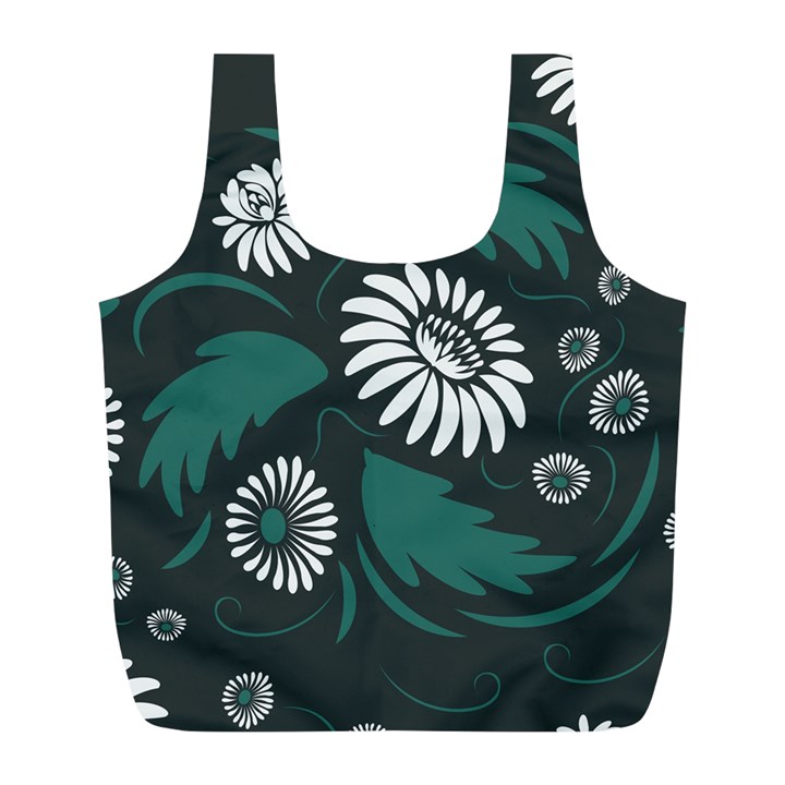 Folk flowers pattern Full Print Recycle Bag (L)