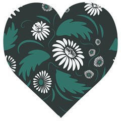 Folk Flowers Pattern Wooden Puzzle Heart by Eskimos