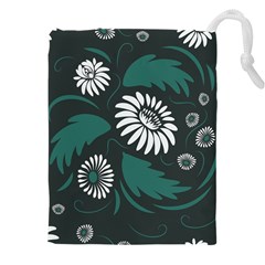 Folk Flowers Pattern Drawstring Pouch (4xl) by Eskimos