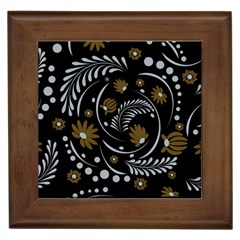 Folk Flowers Pattern Framed Tile by Eskimos