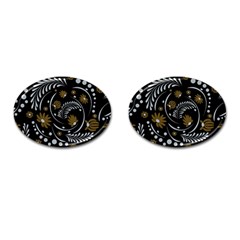 Folk Flowers Pattern Cufflinks (oval) by Eskimos