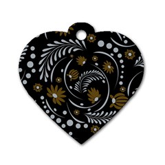 Folk Flowers Pattern Dog Tag Heart (one Side) by Eskimos