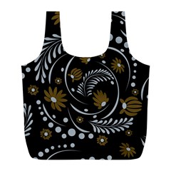 Folk Flowers Pattern Full Print Recycle Bag (l) by Eskimos