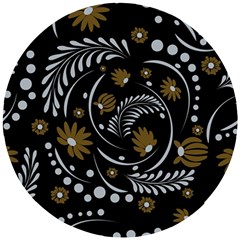 Folk Flowers Pattern Wooden Puzzle Round by Eskimos