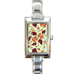 Folk Flowers Pattern Rectangle Italian Charm Watch by Eskimos