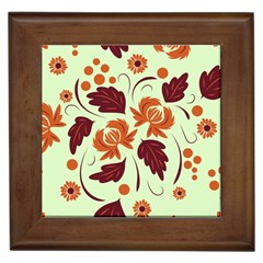 Folk Flowers Pattern Framed Tile by Eskimos