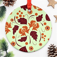 Folk Flowers Pattern Ornament (round) by Eskimos