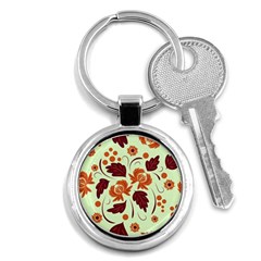 Folk Flowers Pattern Key Chain (round) by Eskimos