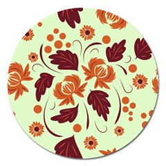 Folk Flowers Pattern Magnet 5  (round) by Eskimos