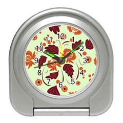 Folk Flowers Pattern Travel Alarm Clock by Eskimos