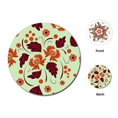 Folk Flowers Pattern Playing Cards Single Design (round) by Eskimos