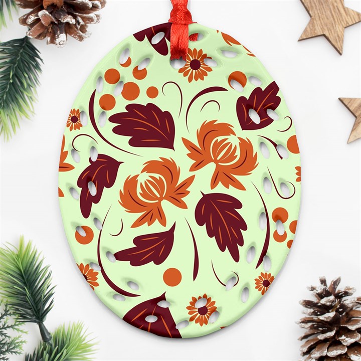 Folk flowers pattern Ornament (Oval Filigree)