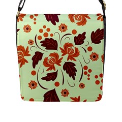 Folk Flowers Pattern Flap Closure Messenger Bag (l) by Eskimos