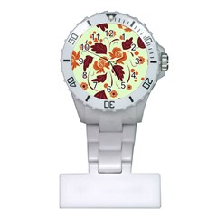 Folk Flowers Pattern Plastic Nurses Watch by Eskimos