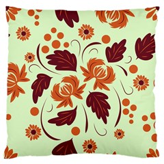 Folk Flowers Pattern Large Flano Cushion Case (one Side) by Eskimos