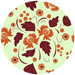 Folk Flowers Pattern Wooden Puzzle Round by Eskimos