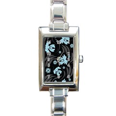 Folk Flowers Pattern Rectangle Italian Charm Watch by Eskimos