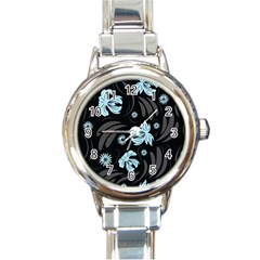 Folk Flowers Pattern Round Italian Charm Watch by Eskimos