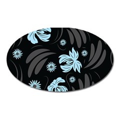 Folk Flowers Pattern Oval Magnet