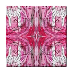 Magenta Marbling Symmetry Tile Coaster by kaleidomarblingart