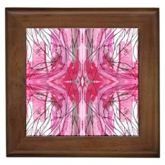 Magenta Marbling Symmetry Framed Tile by kaleidomarblingart