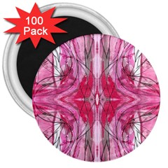 Magenta Marbling Symmetry 3  Magnets (100 Pack) by kaleidomarblingart