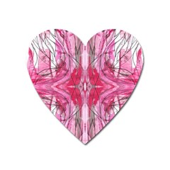 Magenta Marbling Symmetry Heart Magnet by kaleidomarblingart