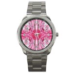 Magenta marbling symmetry Sport Metal Watch Front