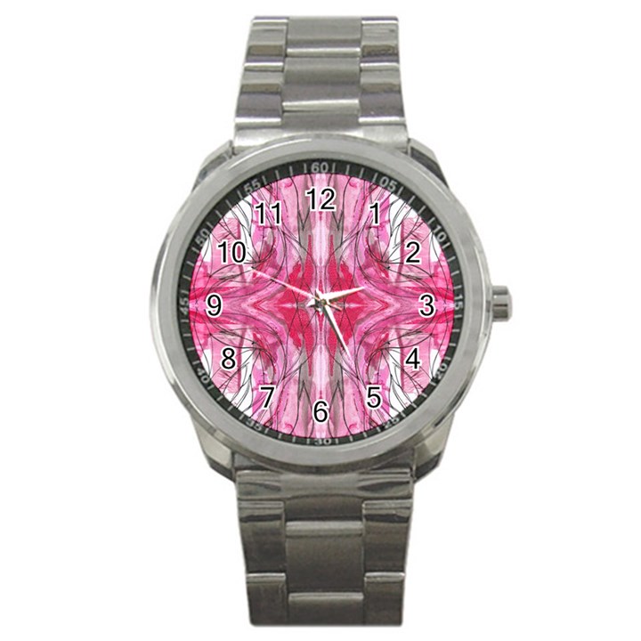 Magenta marbling symmetry Sport Metal Watch