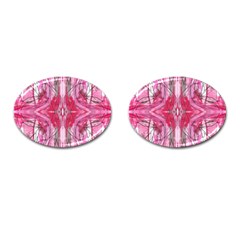 Magenta Marbling Symmetry Cufflinks (oval) by kaleidomarblingart