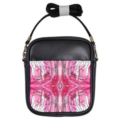 Magenta Marbling Symmetry Girls Sling Bag by kaleidomarblingart