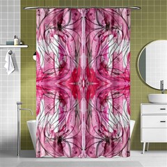 Magenta Marbling Symmetry Shower Curtain 48  X 72  (small)  by kaleidomarblingart