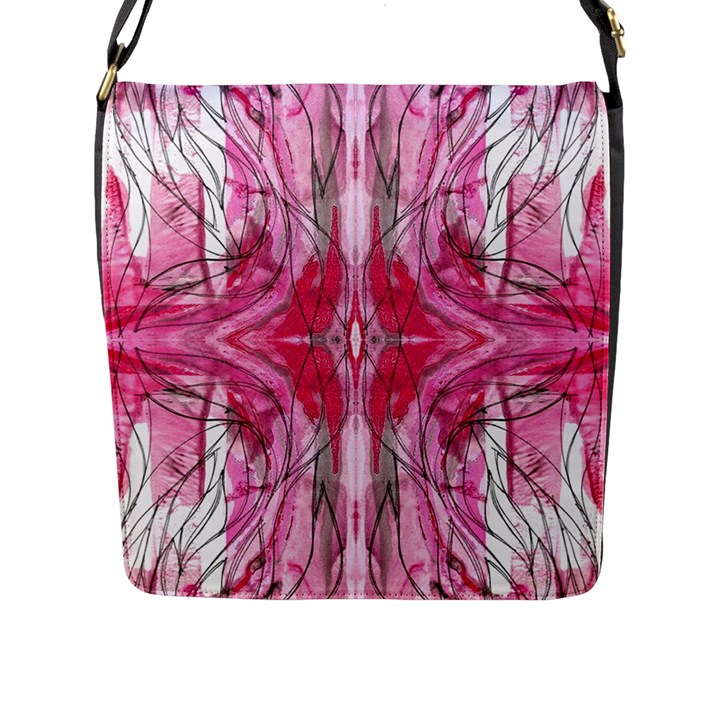 Magenta marbling symmetry Flap Closure Messenger Bag (L)