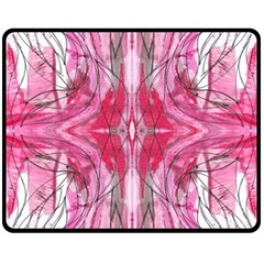 Magenta Marbling Symmetry Double Sided Fleece Blanket (medium)  by kaleidomarblingart