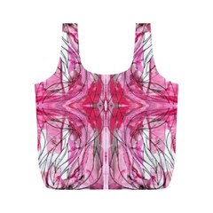 Magenta Marbling Symmetry Full Print Recycle Bag (m) by kaleidomarblingart