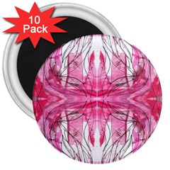 Magenta Symmetry Iv 3  Magnets (10 Pack)  by kaleidomarblingart