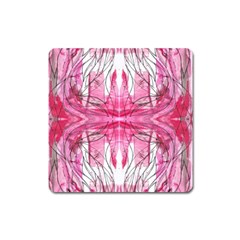 Magenta Symmetry Iv Square Magnet by kaleidomarblingart