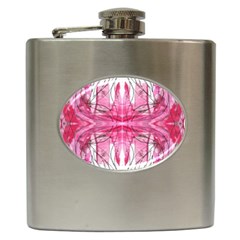 Magenta Symmetry Iv Hip Flask (6 Oz) by kaleidomarblingart