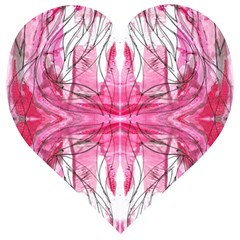 Magenta Symmetry Iv Wooden Puzzle Heart by kaleidomarblingart