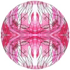 Magenta Symmetry Iv Wooden Puzzle Round by kaleidomarblingart