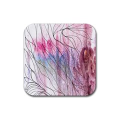 Flowing Petals Rubber Coaster (square)  by kaleidomarblingart