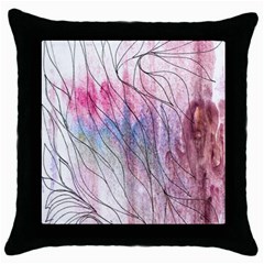 Flowing Petals Throw Pillow Case (black) by kaleidomarblingart