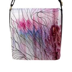 Flowing Petals Flap Closure Messenger Bag (l) by kaleidomarblingart