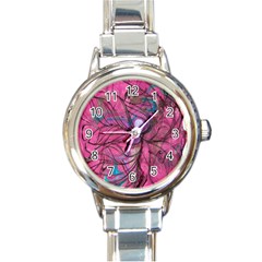 Drawing Petals Round Italian Charm Watch by kaleidomarblingart