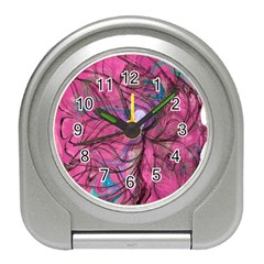 Drawing Petals Travel Alarm Clock by kaleidomarblingart